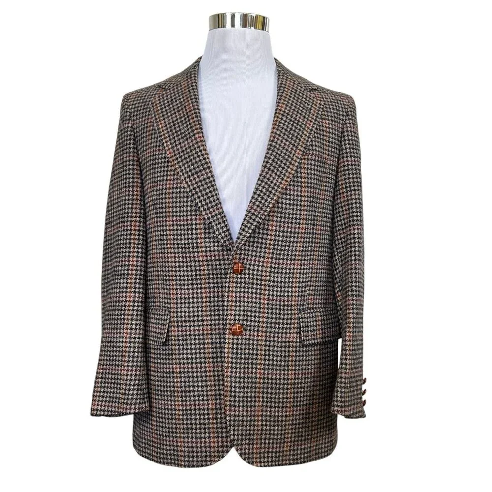 Alexander Shields Houndstooth Blazer 37R Career Dark Academia Wool‎ Preppy Bloke